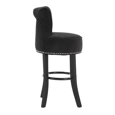 Orsina Regents Park Black Velvet Bar Chair | Modern Upholstered Stool