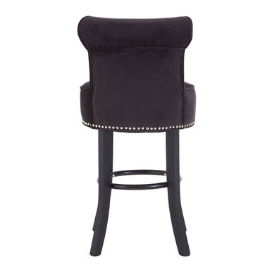 Orsina Regents Park Black Velvet Bar Chair | Modern Upholstered Stool
