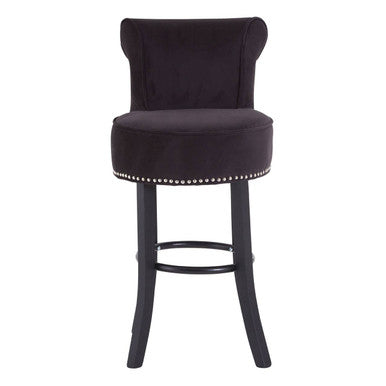 Orsina Regents Park Black Velvet Bar Chair | Modern Upholstered Stool