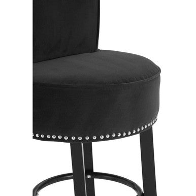 Orsina Regents Park Black Velvet Bar Chair | Modern Upholstered Stool