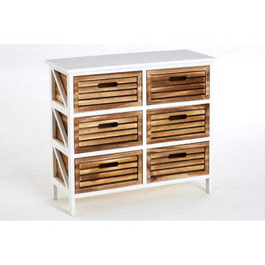 Orsina Portsmouth 6 Drawer Storage Unit – White & Natural Wood Dresser