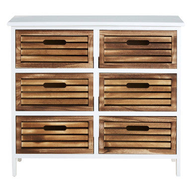 Orsina Portsmouth 6 Drawer Storage Unit – White & Natural Wood Dresser