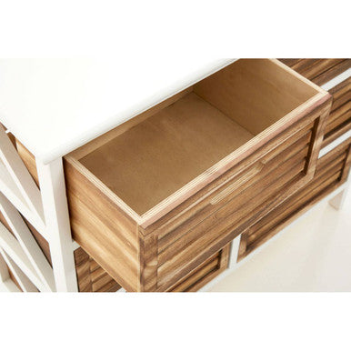 Orsina Portsmouth 6 Drawer Storage Unit – White & Natural Wood Dresser