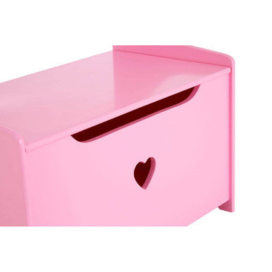 Orsina Kids Toy Storage Box and Seat – Pink Heart Wooden Bench