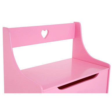 Orsina Kids Toy Storage Box and Seat – Pink Heart Wooden Bench