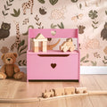 Orsina Kids Toy Storage Box and Seat – Pink Heart Wooden Bench