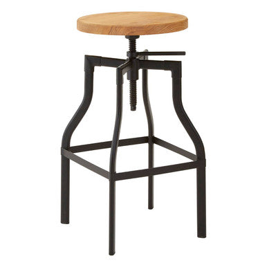 Orsina New Foundry Ash Wood Bar Stool | Adjustable Industrial Seat