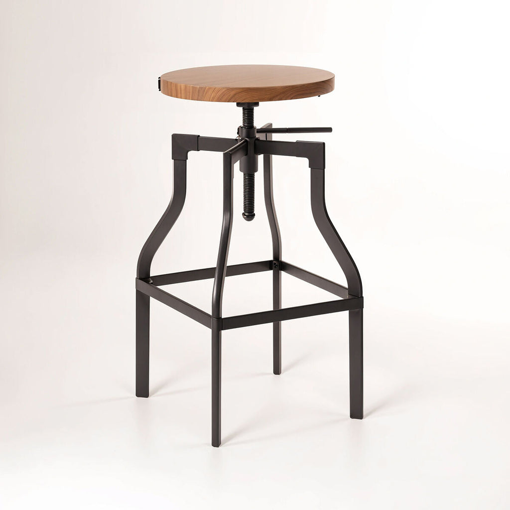 Orsina New Foundry Ash Wood Bar Stool | Adjustable Industrial Seat