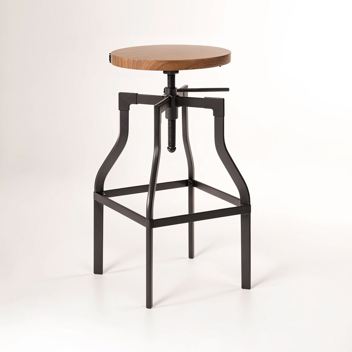 Orsina New Foundry Ash Wood Bar Stool | Adjustable Industrial Seat