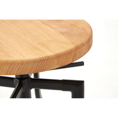 Orsina New Foundry Ash Wood Bar Stool | Adjustable Industrial Seat