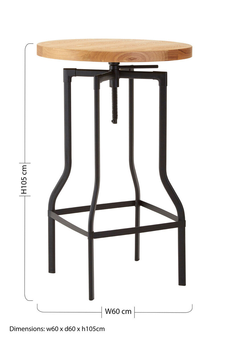 Orsina New Foundry Ash Veneer Bar Table | Adjustable Height Round Table