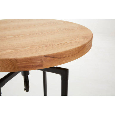 Orsina New Foundry Ash Veneer Bar Table | Adjustable Height Round Table