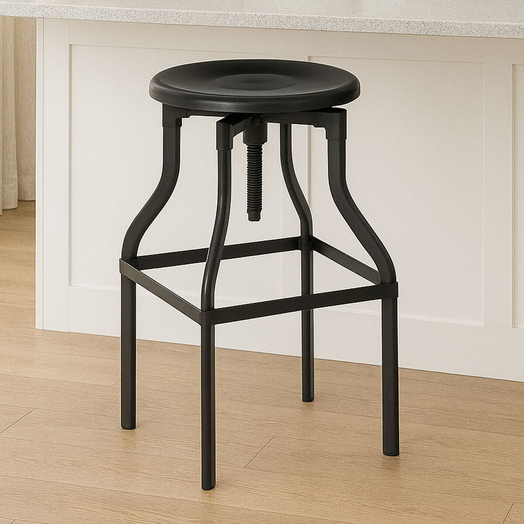 Orsina New Foundry Black Metal Bar Stool – Industrial Counter Seating