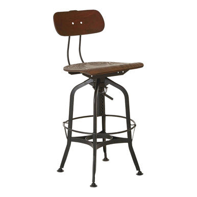 Orsina New Foundry Adjustable Wooden Bar Stool – Industrial Counter Seat