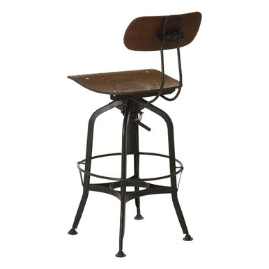 Orsina New Foundry Adjustable Wooden Bar Stool – Industrial Counter Seat