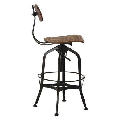 Orsina New Foundry Adjustable Wooden Bar Stool – Industrial Counter Seat