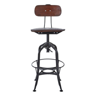 Orsina New Foundry Adjustable Wooden Bar Stool – Industrial Counter Seat