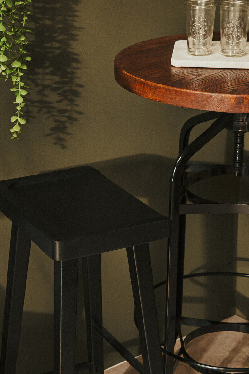Orsina Adjustable Walnut and Black Metal Bar Table – New Foundry