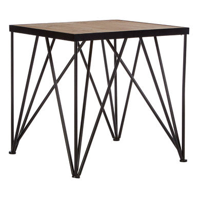 Orsina New Foundry Square Side Table – Industrial Fir Wood & Iron