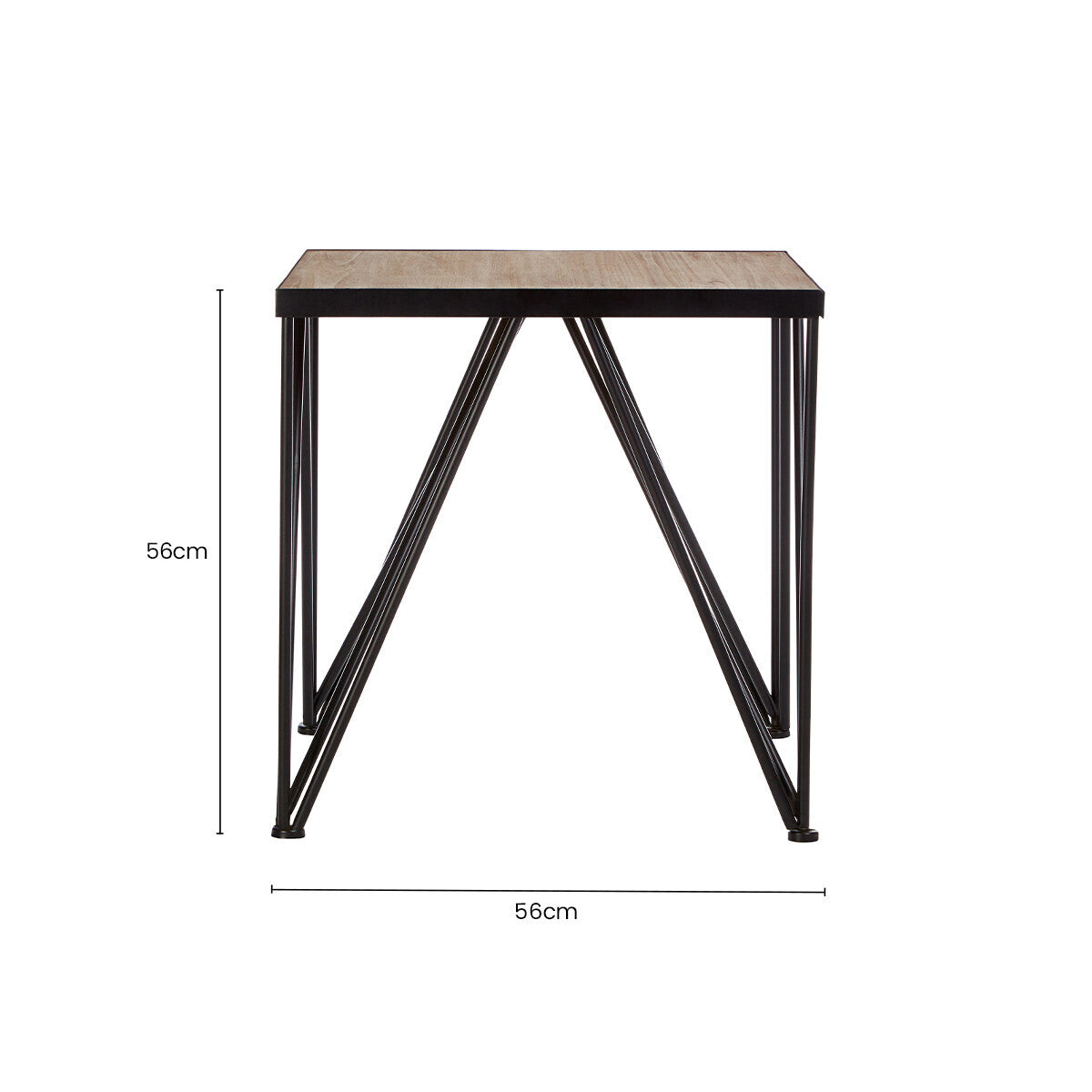 Orsina New Foundry Square Side Table – Industrial Fir Wood & Iron