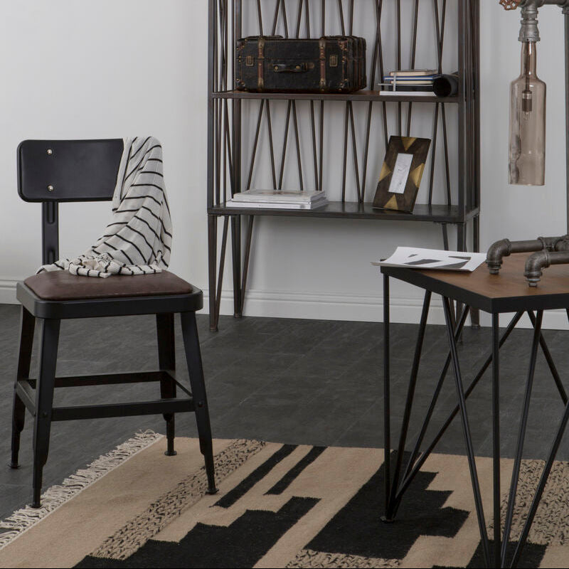Orsina New Foundry Square Side Table – Industrial Fir Wood & Iron