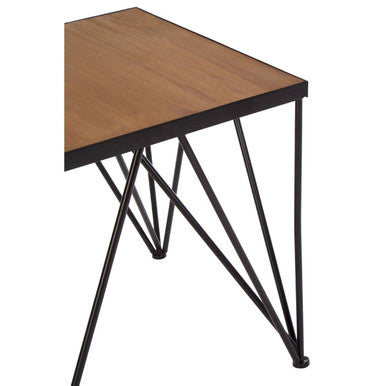Orsina New Foundry Square Side Table – Industrial Fir Wood & Iron