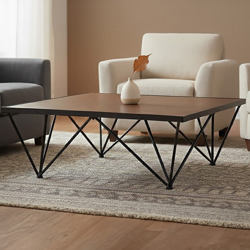 Orsina New Foundry Square Coffee Table – Industrial Wood and Iron