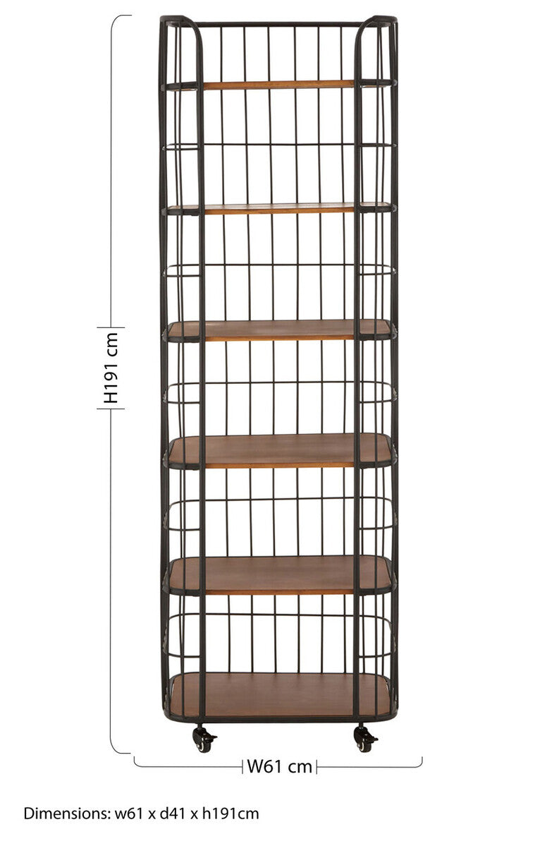 Orsina New Foundry 6-Tier Shelf Unit – Industrial Wood and Metal
