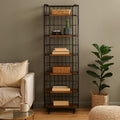 Orsina New Foundry 6-Tier Shelf Unit – Industrial Wood and Metal
