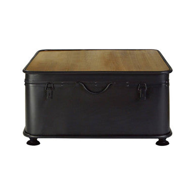 Orsina New Foundry Industrial Wood and Iron Storage Coffee Table