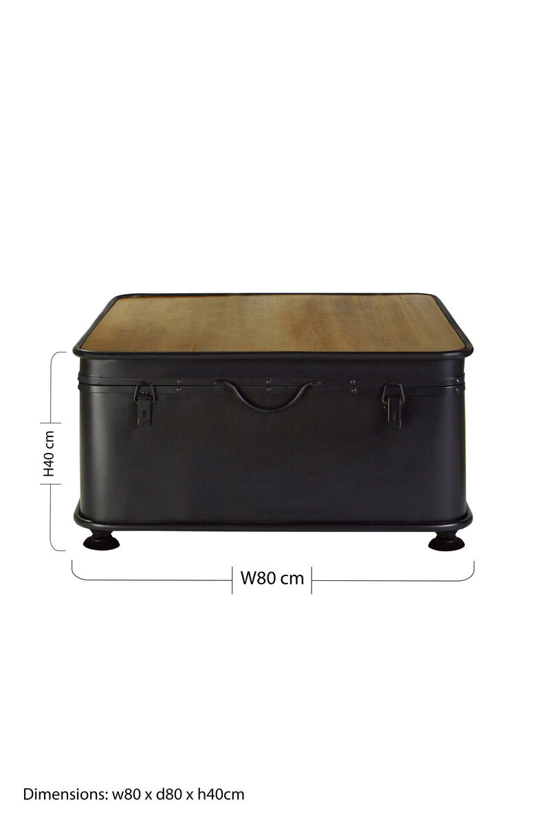 Orsina New Foundry Industrial Wood and Iron Storage Coffee Table