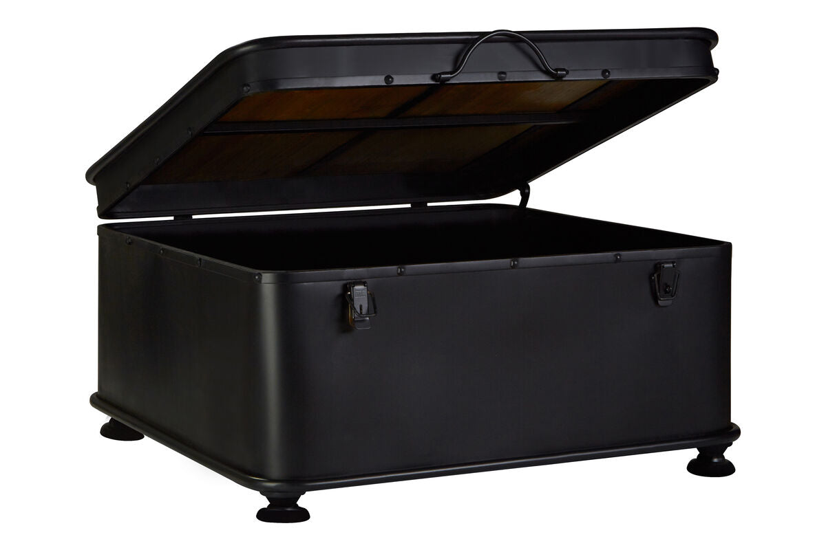 Orsina New Foundry Industrial Wood and Iron Storage Coffee Table