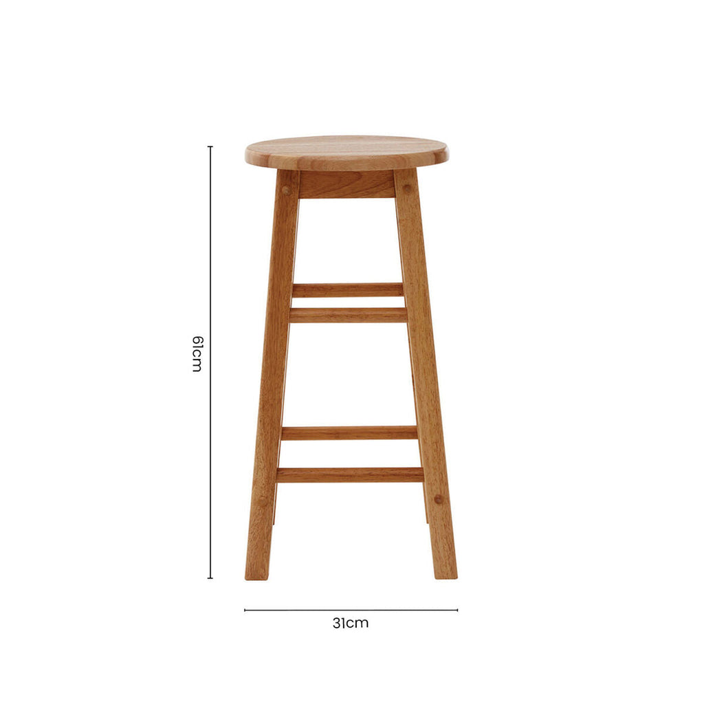 Orsina Selby Bar Stool – Natural Tropical Hevea Wood Kitchen Seating