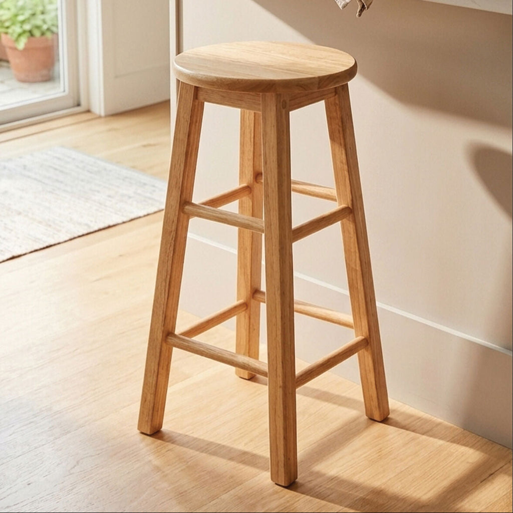 Orsina Selby Bar Stool – Natural Tropical Hevea Wood Kitchen Seating