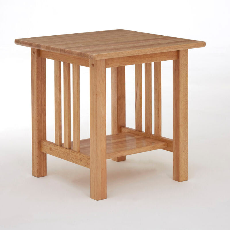 Orsina Selby Square Side Table – Natural Rubberwood with Storage