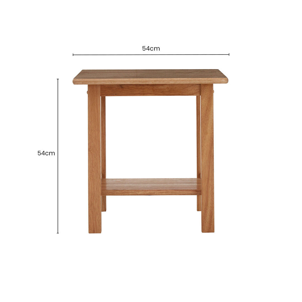 Orsina Selby Square Side Table – Natural Rubberwood with Storage