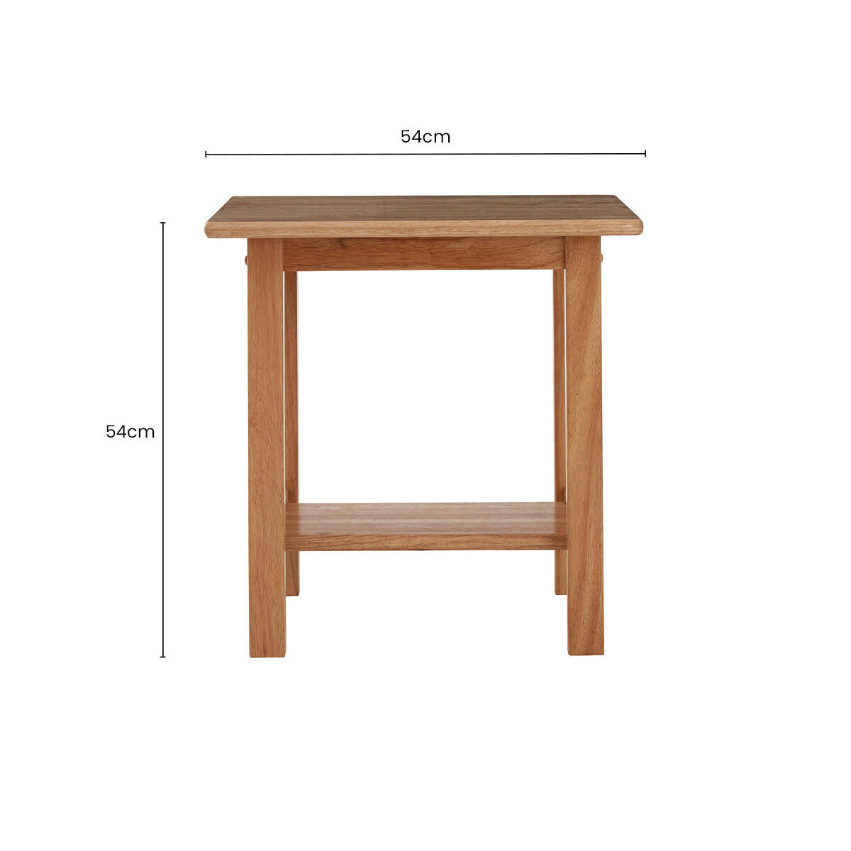 Orsina Selby Square Side Table – Natural Rubberwood with Storage