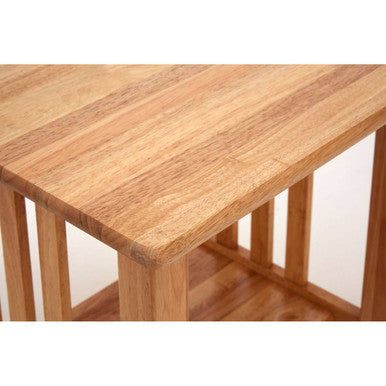 Orsina Selby Square Side Table – Natural Rubberwood with Storage