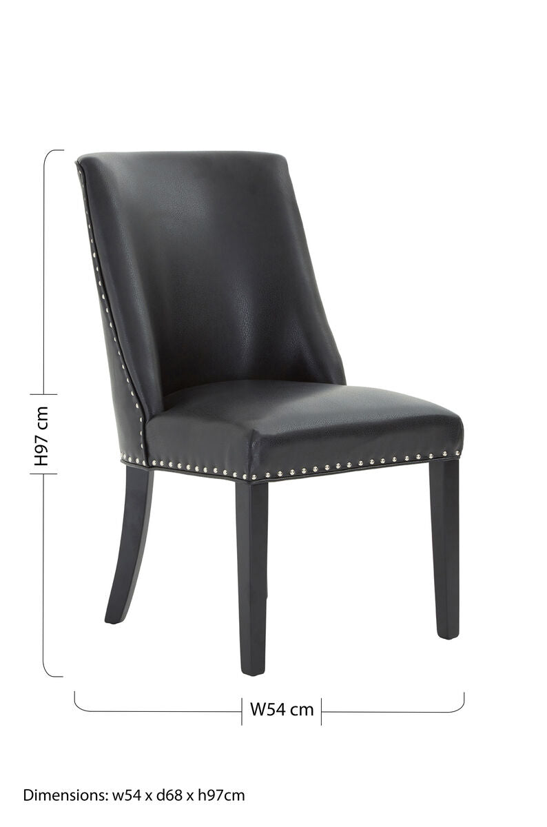 Orsina Rodeo Black Faux Leather Dining Chair – Modern Kitchen Seating