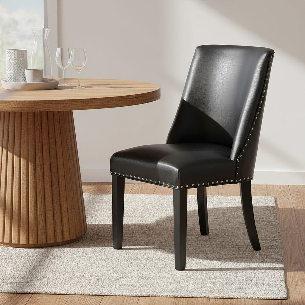 Orsina Rodeo Black Faux Leather Dining Chair – Modern Kitchen Seating