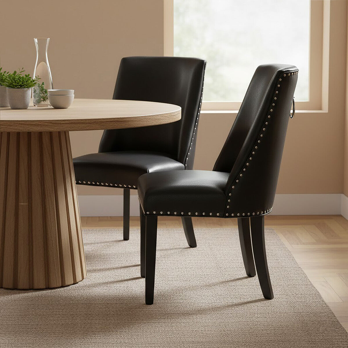 Orsina Rodeo Black Faux Leather Dining Chair – Modern Kitchen Seating