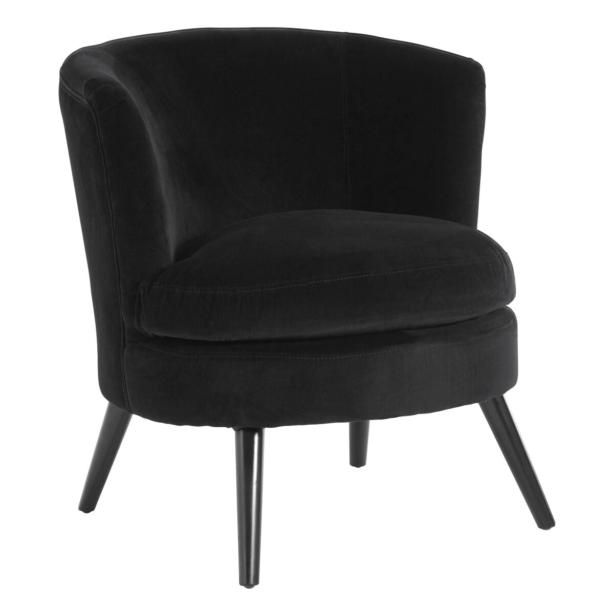 Orsina Round Plush Black Cotton Velvet Armchair | Modern Accent Chair