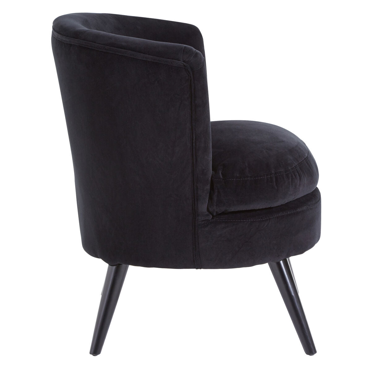 Orsina Round Plush Black Cotton Velvet Armchair | Modern Accent Chair