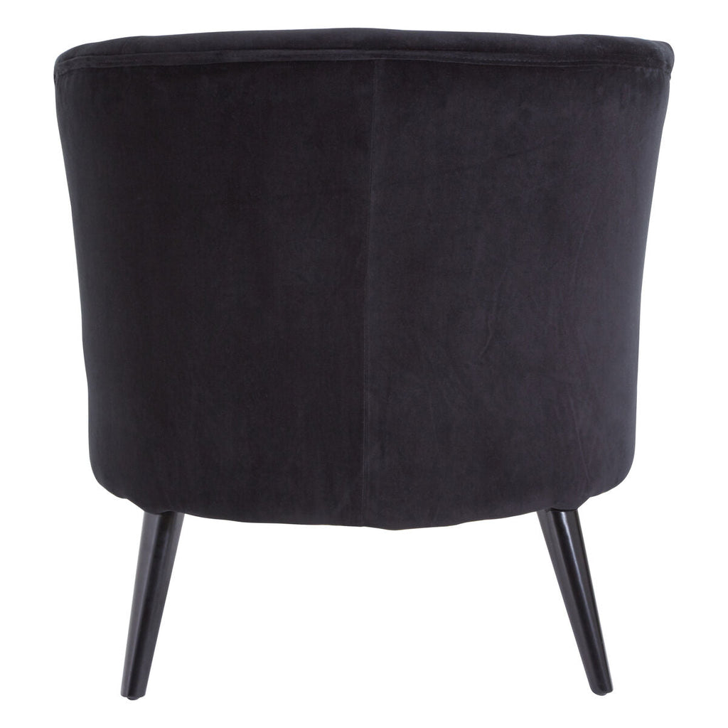 Orsina Round Plush Black Cotton Velvet Armchair | Modern Accent Chair