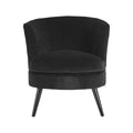 Orsina Round Plush Black Cotton Velvet Armchair | Modern Accent Chair