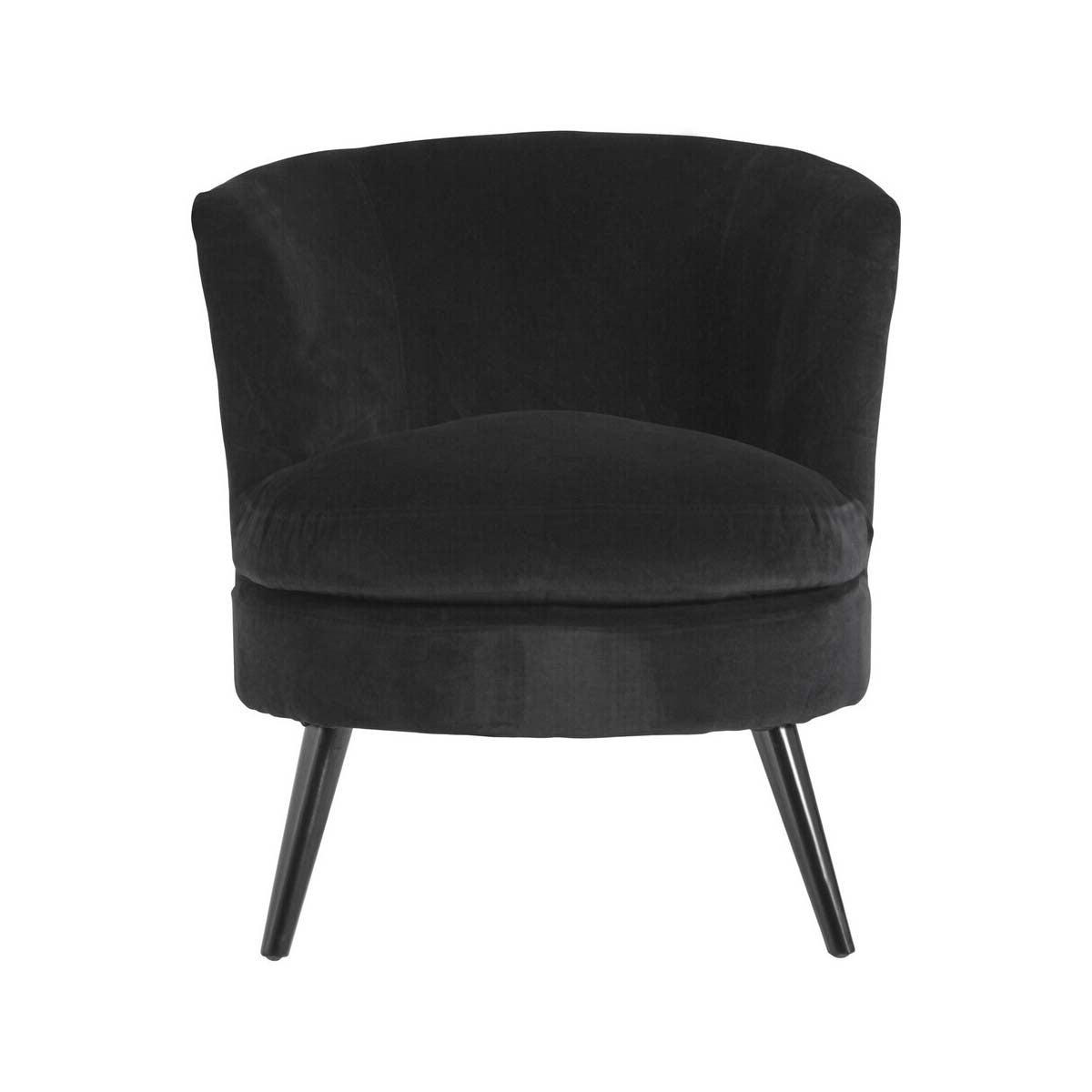 Orsina Round Plush Black Cotton Velvet Armchair | Modern Accent Chair