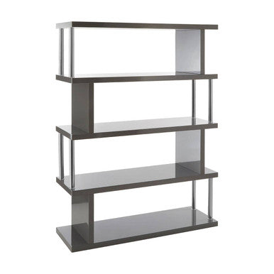 Orsina Maze 4-Tier Grey Gloss Shelf Unit – Modern Zigzag Bookshelf