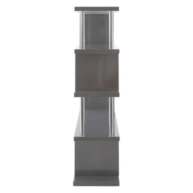 Orsina Maze 4-Tier Grey Gloss Shelf Unit – Modern Zigzag Bookshelf