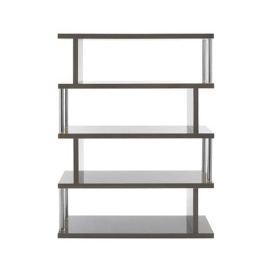 Orsina Maze 4-Tier Grey Gloss Shelf Unit – Modern Zigzag Bookshelf
