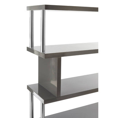 Orsina Maze 4-Tier Grey Gloss Shelf Unit – Modern Zigzag Bookshelf